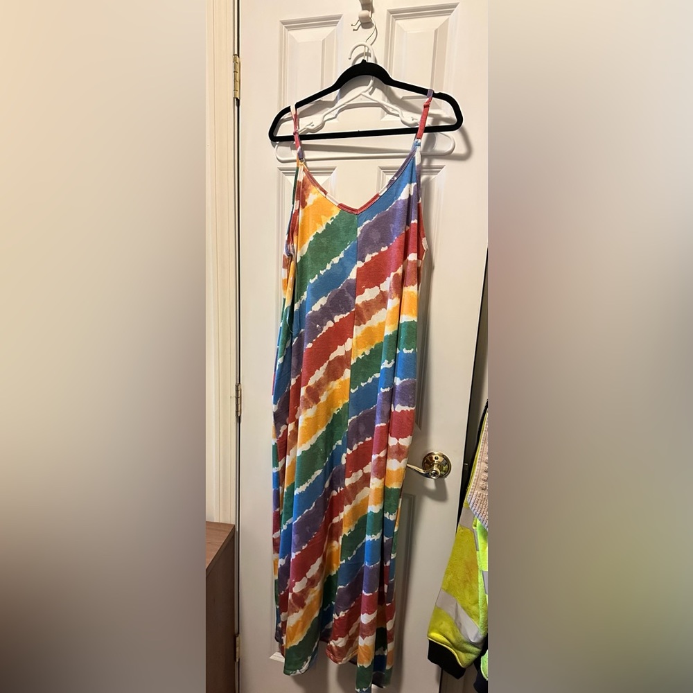 Zenana 2X rainbow maxi dress